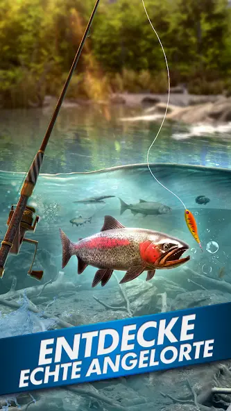 Ruhiger Fluss mit Bergpanorama in Fishing Blitz