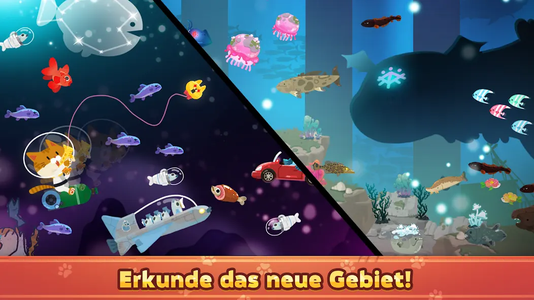 Unterwasserwelt mit bunten Fischen in The Fishercat